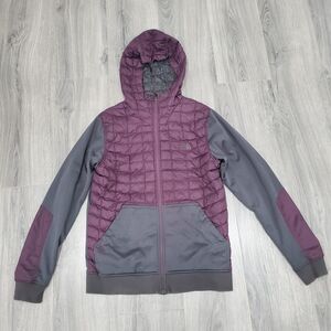 The North Face Thermoball Jacket Men Small Purple Hybrid Hooded Outdoor Hiking